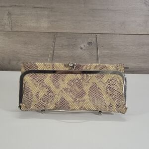 Hobo Lauren Snake-Print Leather Frame Clutch Wallet